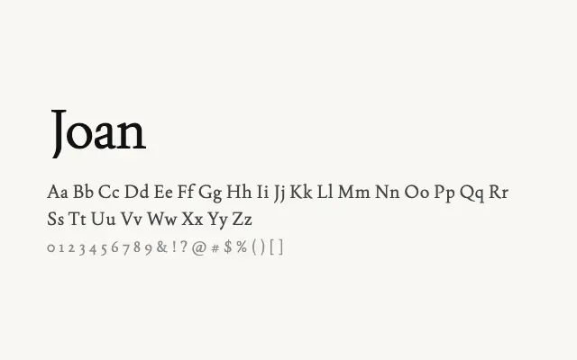 Joan specimen from Google Fonts