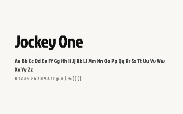 Jockey One specimen from Google Fonts