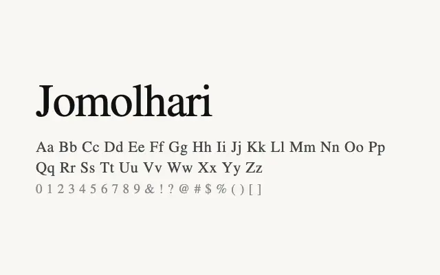 Jomolhari specimen from Google Fonts