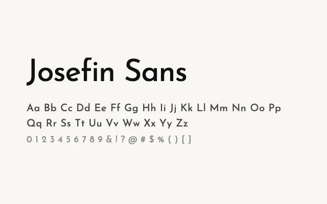 Josefin Sans specimen from Google Fonts