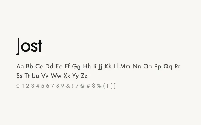 Jost specimen from Google Fonts