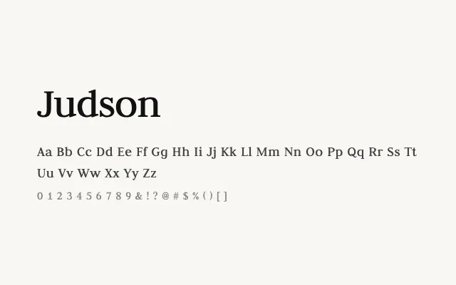 Judson specimen from Google Fonts