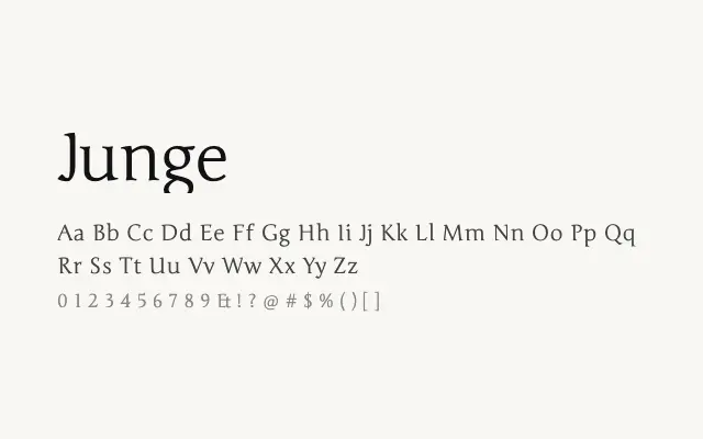 Junge specimen from Google Fonts