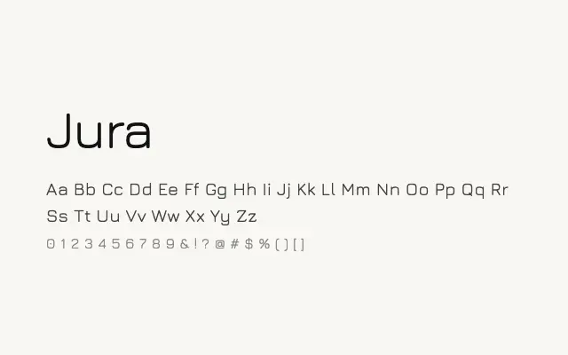 Jura specimen from Google Fonts