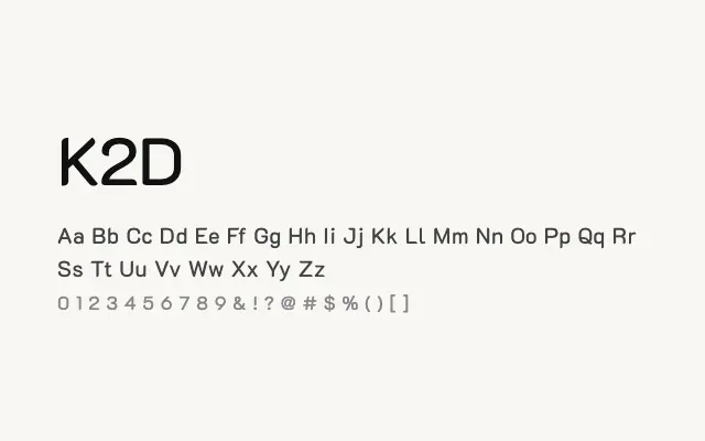 K2D specimen from Google Fonts
