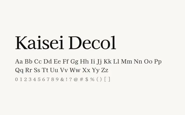Kaisei Decol specimen from Google Fonts