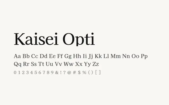 Kaisei Opti specimen from Google Fonts