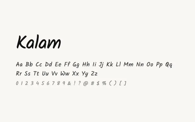 Kalam specimen from Google Fonts