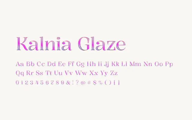 Kalnia Glaze specimen from Google Fonts