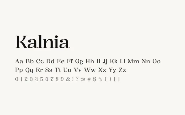 Kalnia specimen from Google Fonts