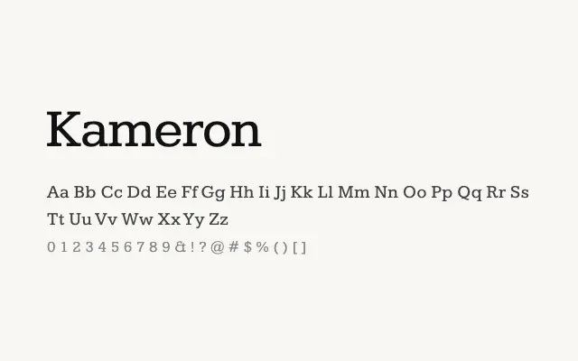 Kameron specimen from Google Fonts