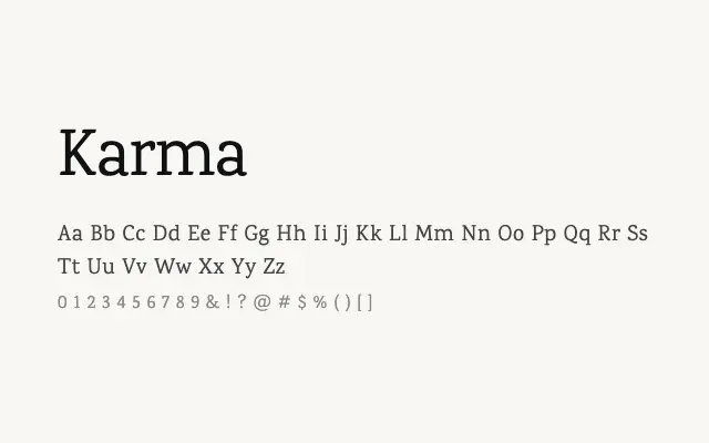 Karma specimen from Google Fonts
