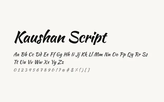 Kaushan Script specimen from Google Fonts