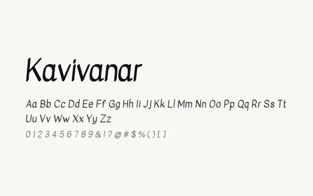 Kavivanar specimen from Google Fonts