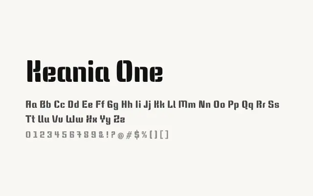 Keania One specimen from Google Fonts