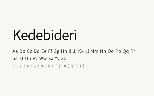 Kedebideri specimen from Google Fonts