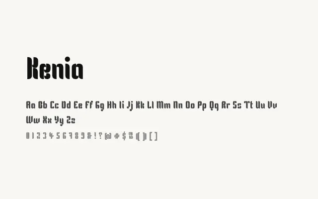 Kenia specimen from Google Fonts