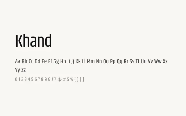 Khand specimen from Google Fonts