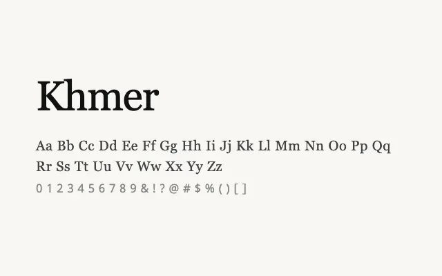 Khmer specimen from Google Fonts