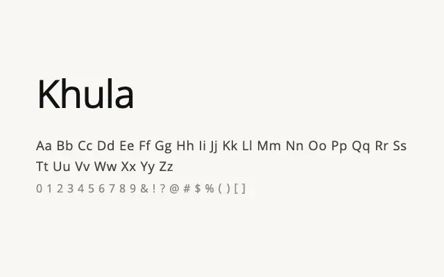 Khula specimen from Google Fonts