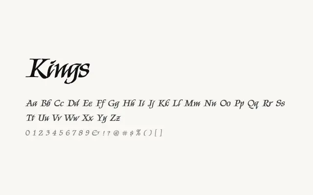 Kings specimen from Google Fonts
