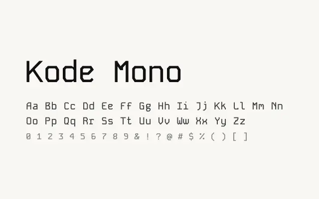 Kode Mono specimen from Google Fonts