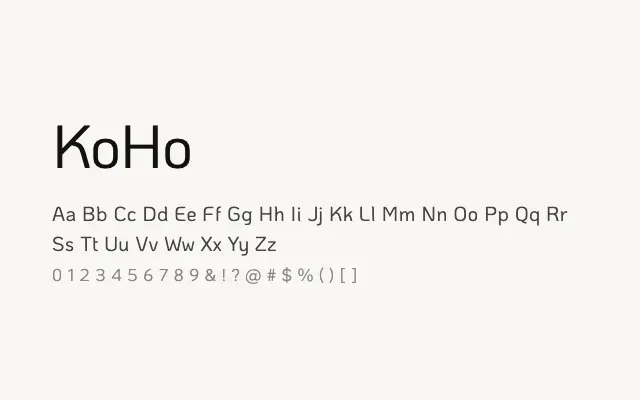 KoHo specimen from Google Fonts