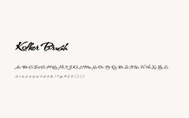 Kolker Brush specimen from Google Fonts