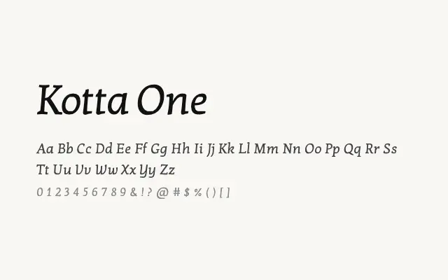 Kotta One specimen from Google Fonts