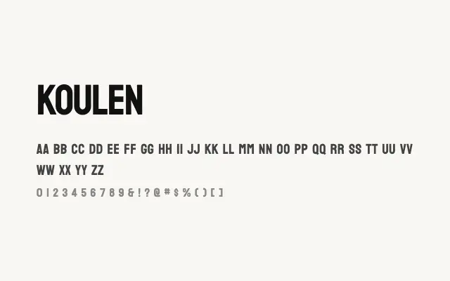 Koulen specimen from Google Fonts