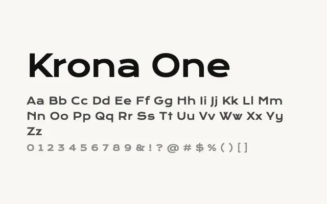 Krona One specimen from Google Fonts