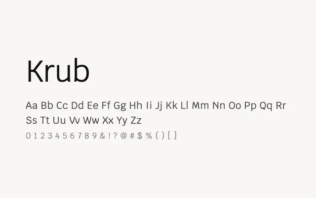 Krub specimen from Google Fonts