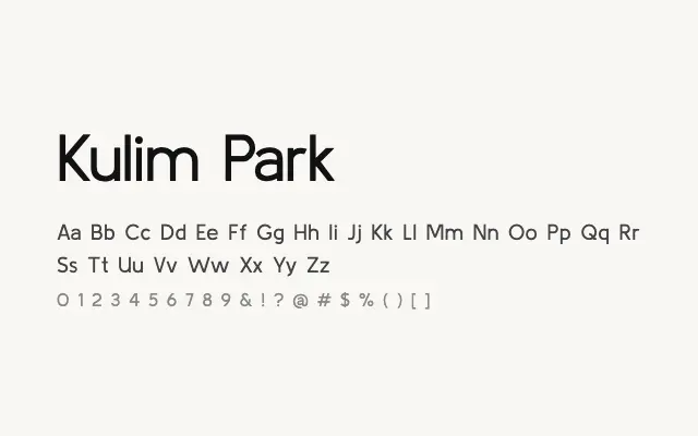 Kulim Park specimen from Google Fonts