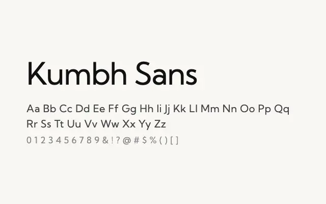 Kumbh Sans specimen from Google Fonts