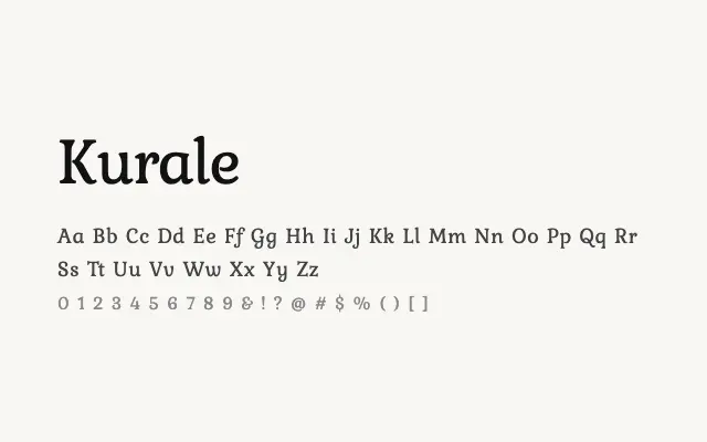 Kurale specimen from Google Fonts