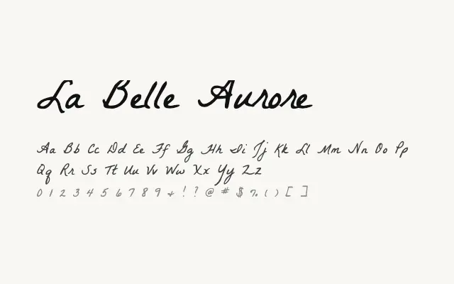 La Belle Aurore specimen from Google Fonts