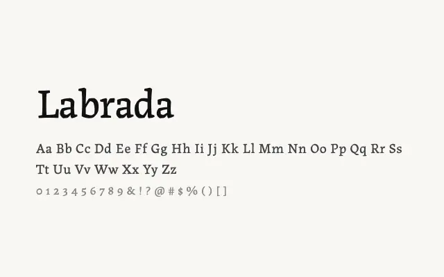 Labrada specimen from Google Fonts