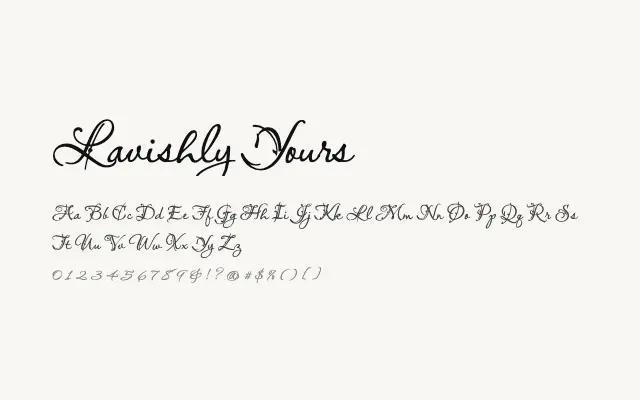 Lavishly Yours specimen from Google Fonts