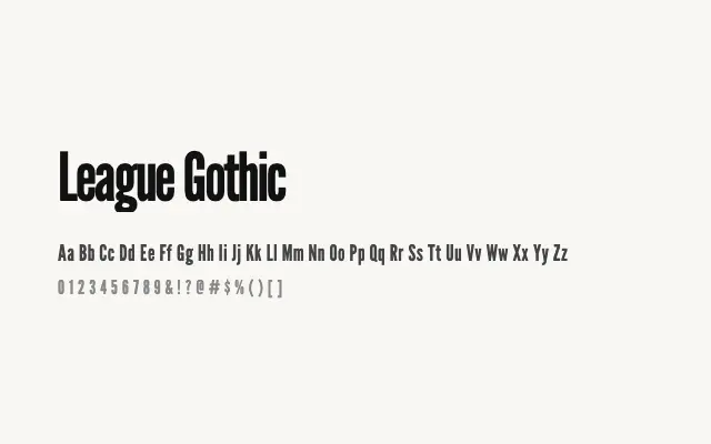League Gothic specimen from Google Fonts
