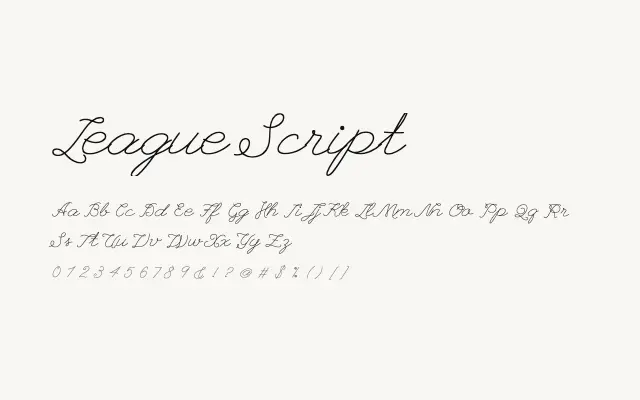 League Script specimen from Google Fonts