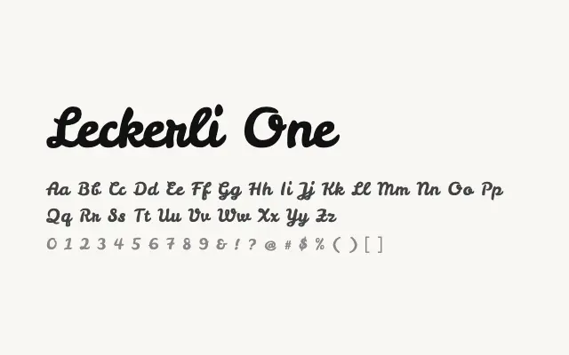 Leckerli One specimen from Google Fonts