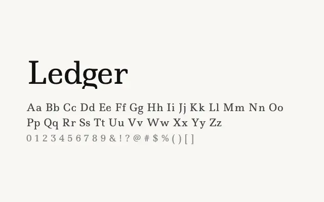 Ledger specimen from Google Fonts