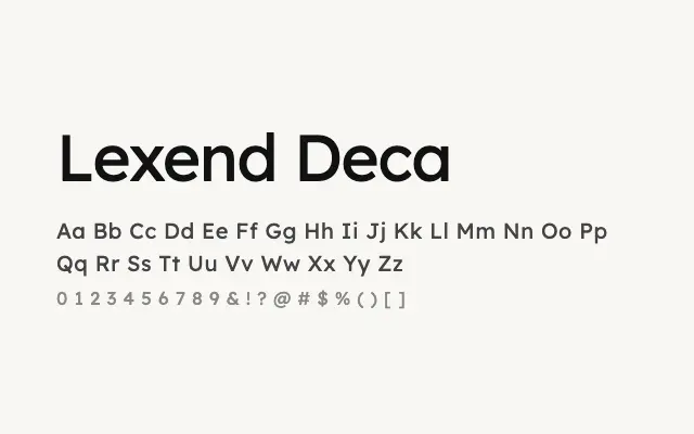 Lexend Deca specimen from Google Fonts