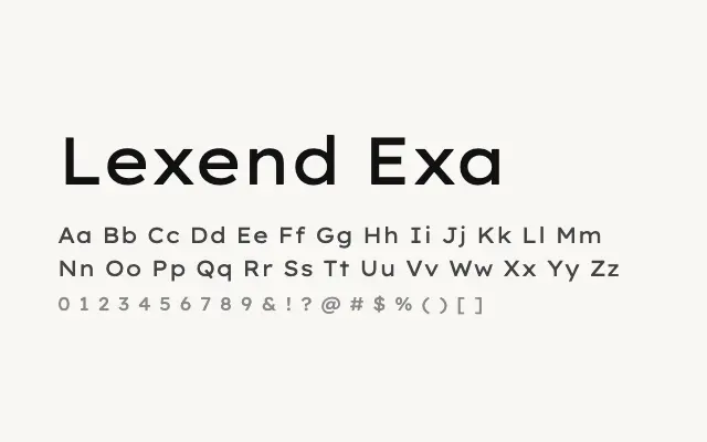 Lexend Exa specimen from Google Fonts
