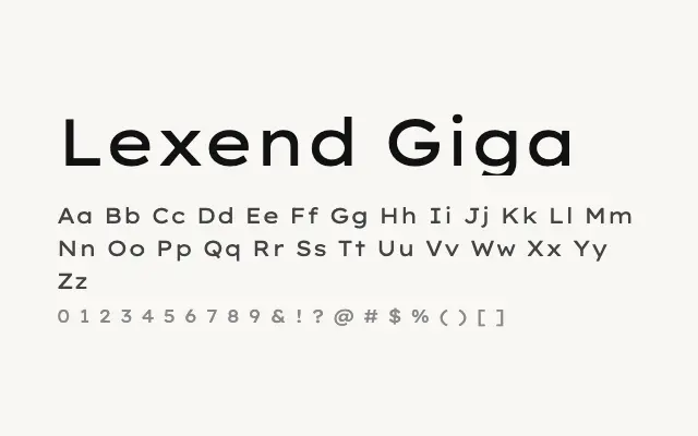 Lexend Giga specimen from Google Fonts