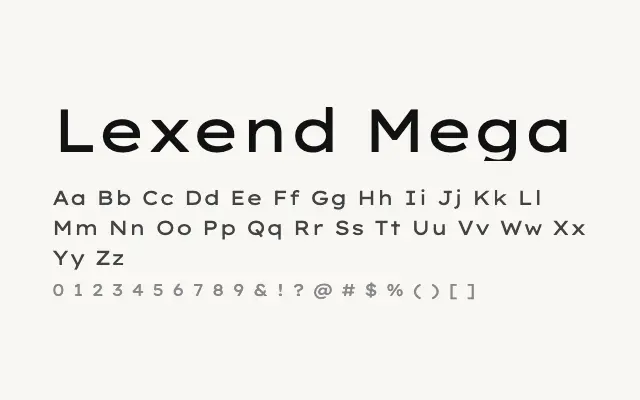 Lexend Mega specimen from Google Fonts
