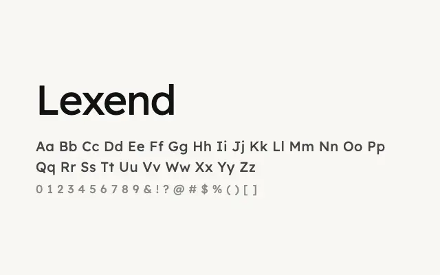 Lexend specimen from Google Fonts