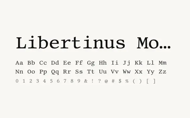 Libertinus Mono specimen from Google Fonts