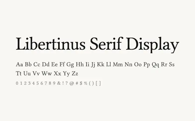 Libertinus Serif Display specimen from Google Fonts