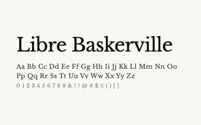 Libre Baskerville specimen from Google Fonts